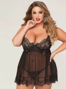 Nuisette transparente avec dentelle Andalouse