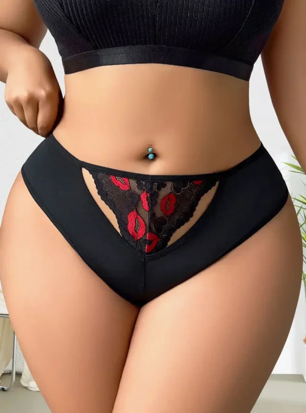 Culotte noire dentelle et motifs bisou - Kiss Me (2) Culotte noire dentelle et motifs bisou - Kiss Me