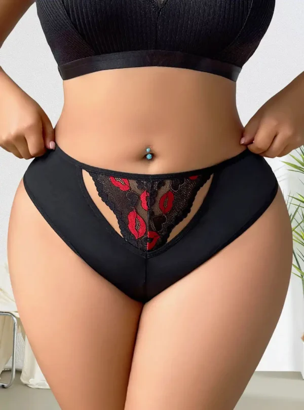 Culotte noire dentelle et motifs bisou - Kiss Me (4) Culotte noire dentelle et motifs bisou - Kiss Me