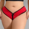 Culotte rouge et noire échancrée Valentina (face) Culotte rouge et noire échancrée Valentina