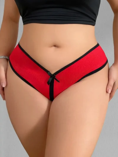Culotte rouge et noire échancrée Valentina