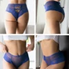 Culotte taille haute en dentelle (bleu) Culotte taille haute en dentelle