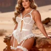 Guêpière dentelle transparente ouverte blanc - Carte Blanche