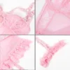 Guêpière dentelle transparente ouverte rose - Blush Affair (détail dentelle) Guêpière dentelle transparente ouverte rose - Blush Affair