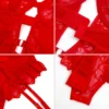 Guêpière dentelle transparente ouverte rouge - Red Affair (détails produit sur fond blanc) Guêpière dentelle transparente ouverte rouge - Red Affair