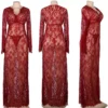 Robe longue en dentelle transparente (rouge) Robe longue en dentelle transparente