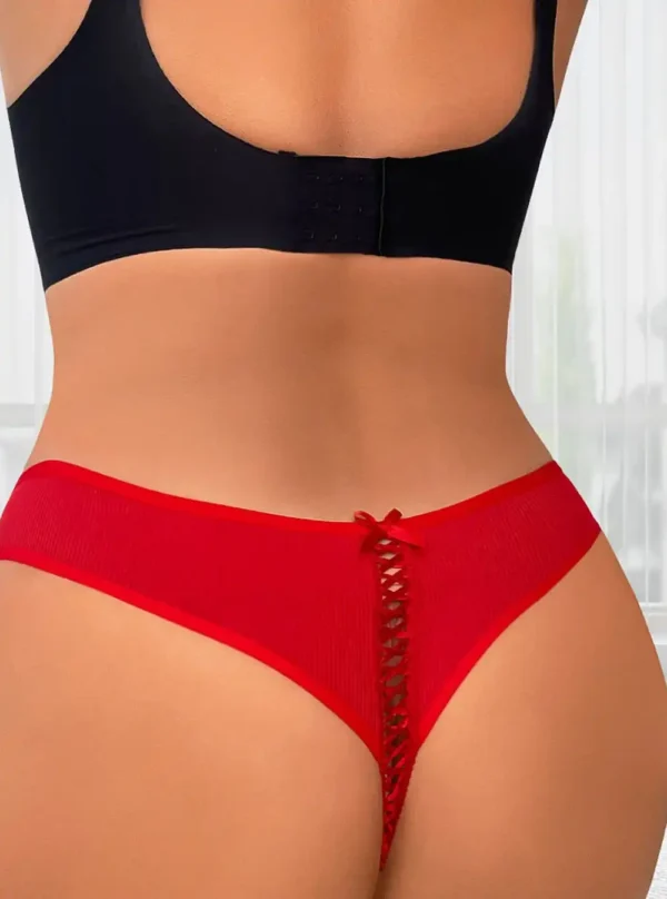 String à rayures et lacets Charisma (rouge, vue de dos) String à rayures et lacets Charisma