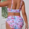 Bikini grande taille fleuri pastel taille haute – Bella Flora (vue de dos) Bikini grande taille fleuri pastel taille haute – Bella Flora
