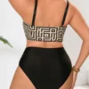 Bikini grande taille sculptant sans fermeture – GeoGlow (blanc, vue de dos) Bikini grande taille sculptant sans fermeture – GeoGlow