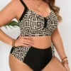 Bikini grande taille sculptant sans fermeture – GeoGlow (blanc, vue de profil) Bikini grande taille sculptant sans fermeture – GeoGlow