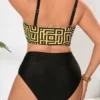 Bikini grande taille sculptant sans fermeture – GeoGlow (jaune, vue de dos) Bikini grande taille sculptant sans fermeture – GeoGlow