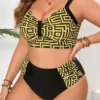 Bikini grande taille sculptant sans fermeture – GeoGlow (jaune, vue de profil) Bikini grande taille sculptant sans fermeture – GeoGlow