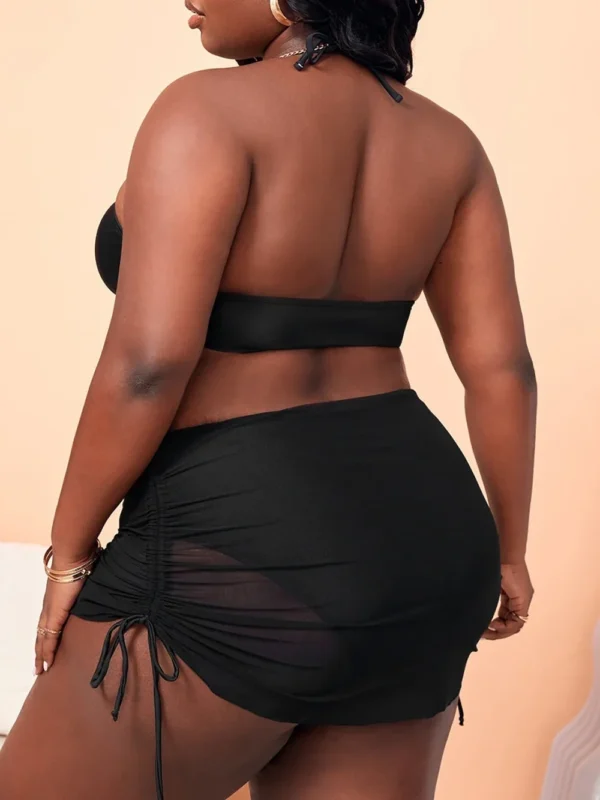 Bikini noir avec jupe courte intégrée réglable