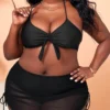 Bikini noir avec jupe courte intégrée réglable