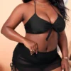 Bikini noir avec jupe courte intégrée réglable