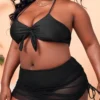 Bikini noir avec jupe courte intégrée réglable
