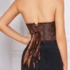Bustier marron à bretelles et dos nu Vespera (vue de dos) Bustier marron à bretelles et dos nu Vespera