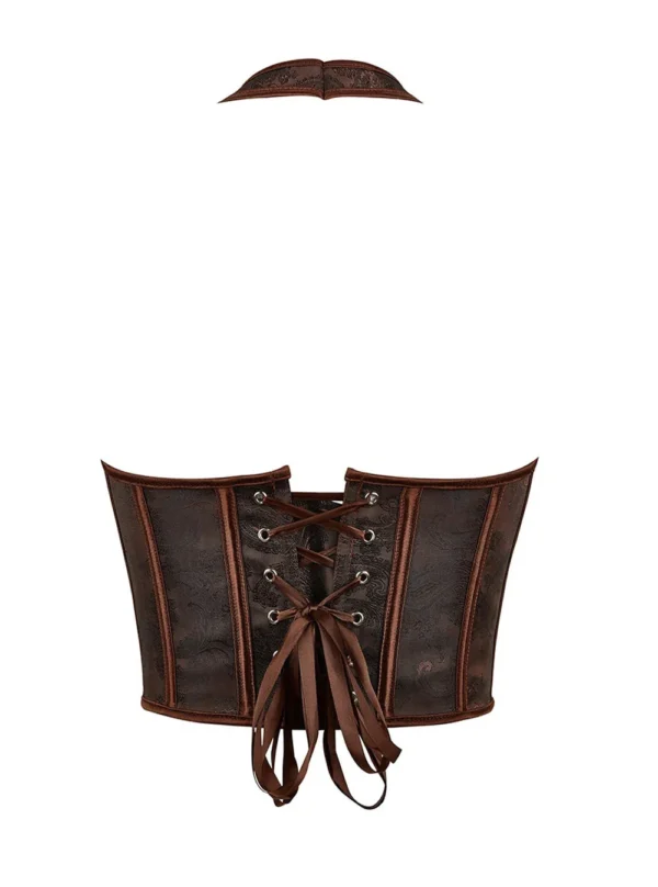 Bustier marron à bretelles et dos nu Vespera (vue réelle, dos) Bustier marron à bretelles et dos nu Vespera
