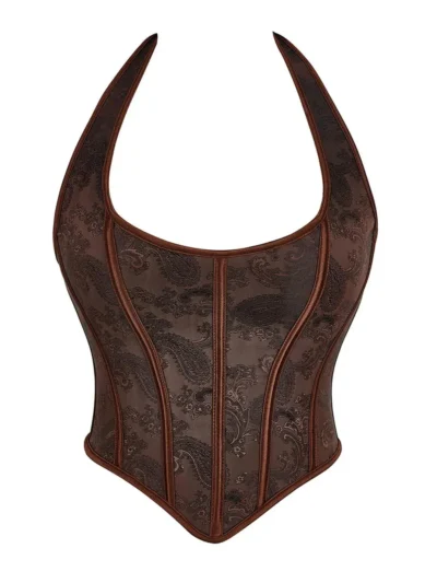 Bustier marron à bretelles et dos nu Vespera