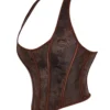 Bustier marron à bretelles et dos nu Vespera (vue réelle, profil) Bustier marron à bretelles et dos nu Vespera