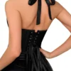 Bustier satin noir Paula (vue de dos) Bustier satin noir Paula