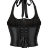 Bustier satin noir Paula (vue réelle, dos) Bustier satin noir Paula