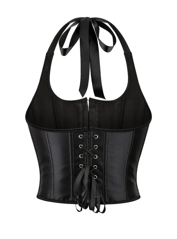 Bustier satin noir Paula (vue réelle, dos) Bustier satin noir Paula