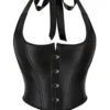 Bustier satin noir Paula (vue réelle, face) Bustier satin noir Paula
