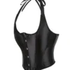Bustier satin noir Paula (vue réelle, profil) Bustier satin noir Paula