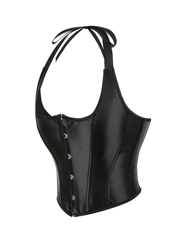 Bustier satin noir Paula (vue réelle, profil) Bustier satin noir Paula