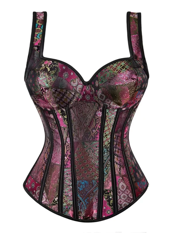 Corset bustier à bretelles Bohemian Rhapsody (vue de face) Corset bustier à bretelles Bohemian Rhapsody