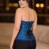 Corset bustier bleu Juliette (vue de dos) Corset bustier bleu Juliette