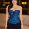 Corset bustier bleu Juliette (vue de face) Corset bustier bleu Juliette