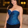 Corset bustier bleu Juliette (vue de profil) Corset bustier bleu Juliette