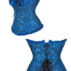 Corset bustier bleu Juliette (vue réelle, dos et profil) Corset bustier bleu Juliette