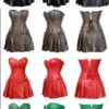 Corset bustier cuir avec jupe Opale (4 coloris) Corset bustier cuir avec jupe Opale
