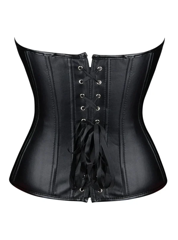 Corset bustier en cuir noir zippé Cléa