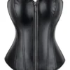 Corset bustier en cuir noir zippé Cléa