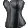 Corset bustier en cuir noir zippé Cléa