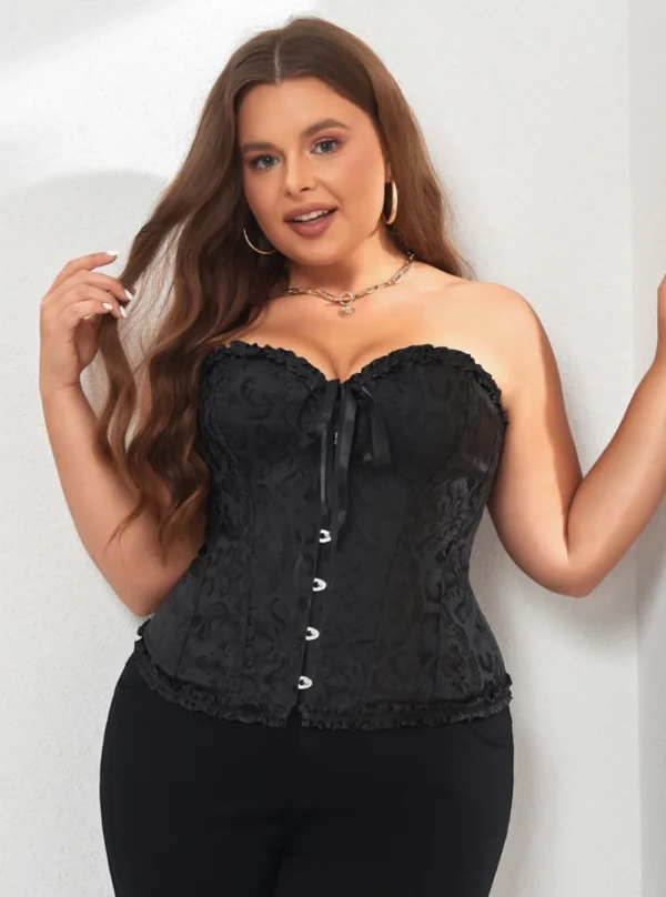 Corset bustier noir brodé Élina