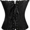 Corset bustier noir brodé Élina
