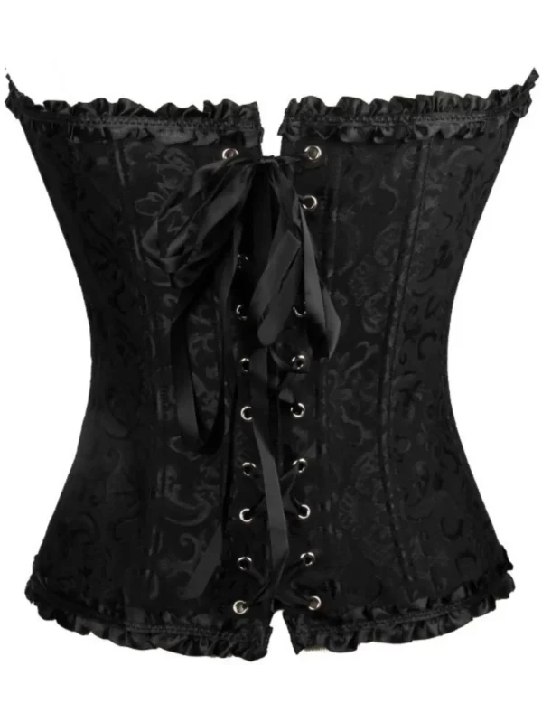 Corset bustier noir brodé Élina