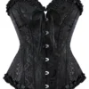 Corset bustier noir brodé Élina