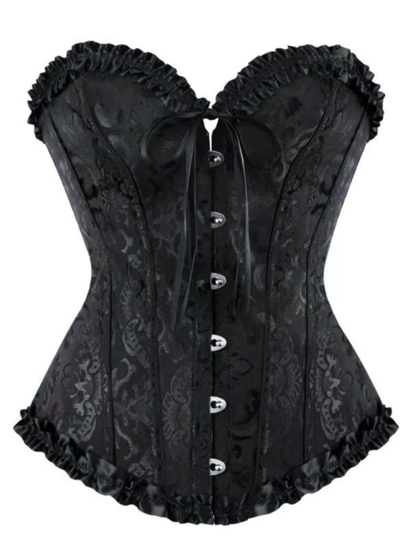 Corset bustier noir brodé Élina
