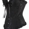 Corset bustier noir brodé Élina
