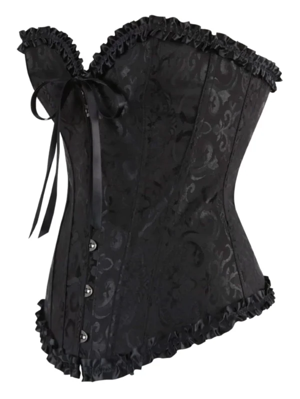 Corset bustier noir brodé Élina
