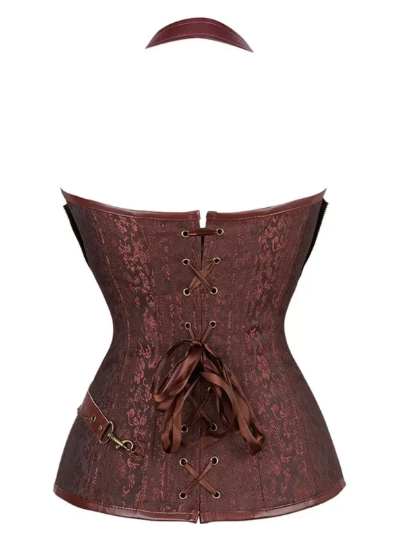 Corset bustier steampunk marron Avalon (2) Corset bustier steampunk marron Avalon