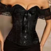 Corset chic noir avec épaules en dentelle Gloria (2) Corset chic noir avec épaules en dentelle Gloria