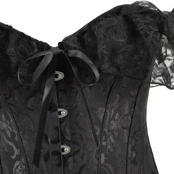 Corset chic noir avec épaules en dentelle Gloria (3) Corset chic noir avec épaules en dentelle Gloria