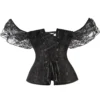 Corset chic noir avec épaules en dentelle Gloria (6) Corset chic noir avec épaules en dentelle Gloria